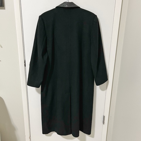 Vintage London Fog Long Wool Double Breasted Leather Collar Coat Black size 10 - Picture 4 of 13